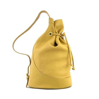 LOEWE logo motif drawstring purse one-shoulder leather shoulder bag yellow vintage old dat6px