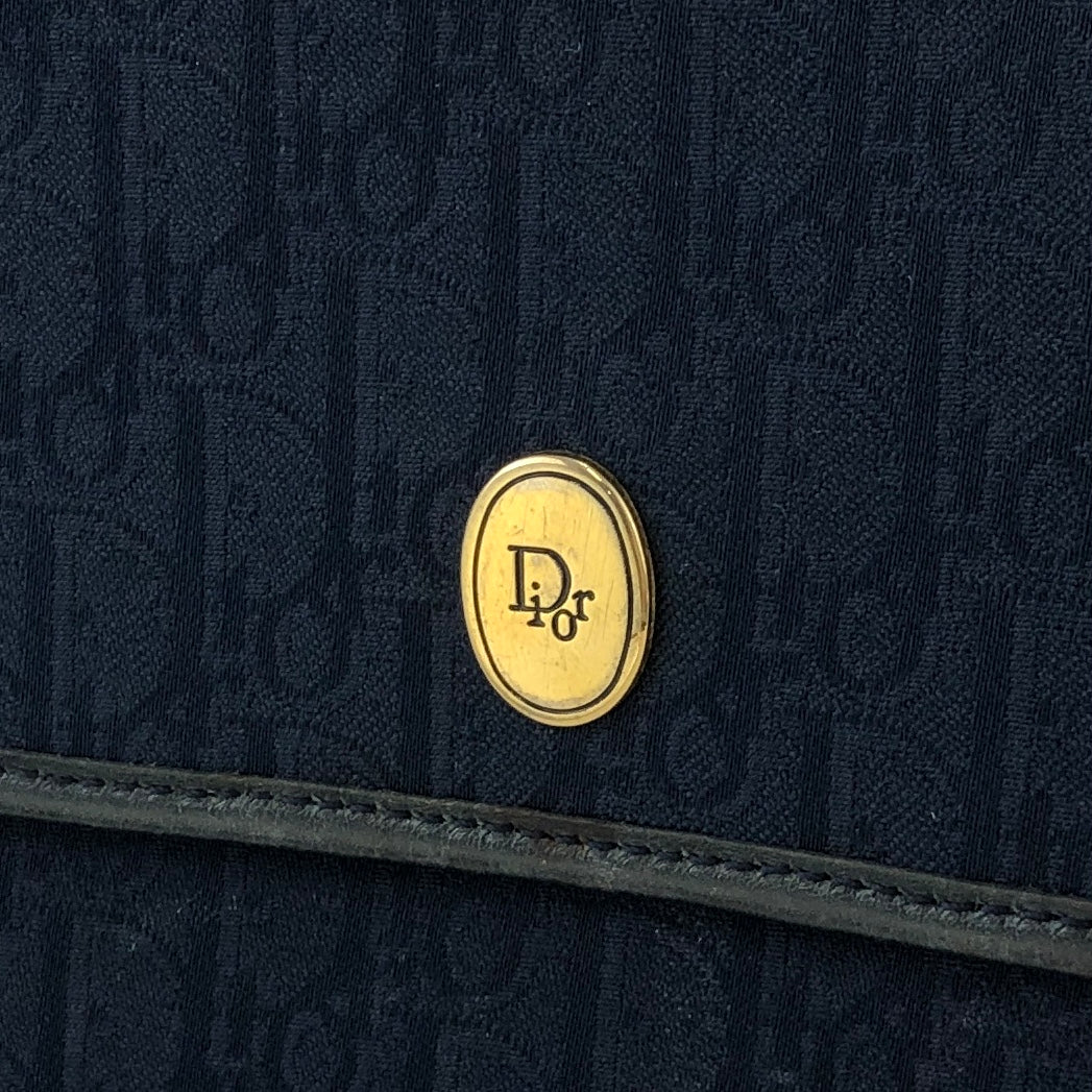 Vintage Christian Dior Navy Trotter Jacquard Chain Shoulder Bag