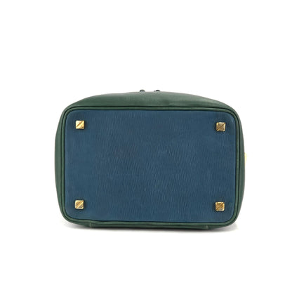 LOEWE Velazquez Square Box Shoulder Bag Vanity Green Blue vintage Old 5rr8tv