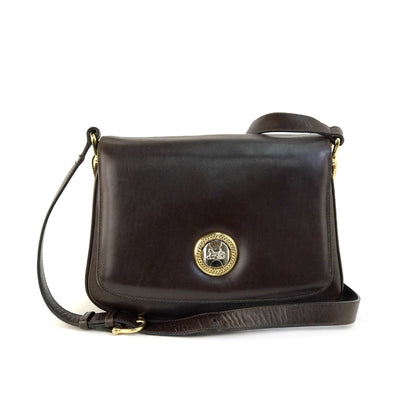 CELINE Turn Lock Horse Carriage Leather Shoulder Bag Brown vintage Old Celine 5pjskt