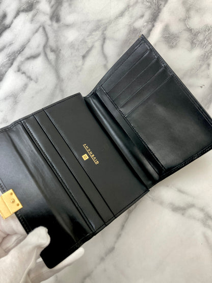 GIVENCHY Logo Leather Metal Clasp Folded Wallet Black Vintage szipvu