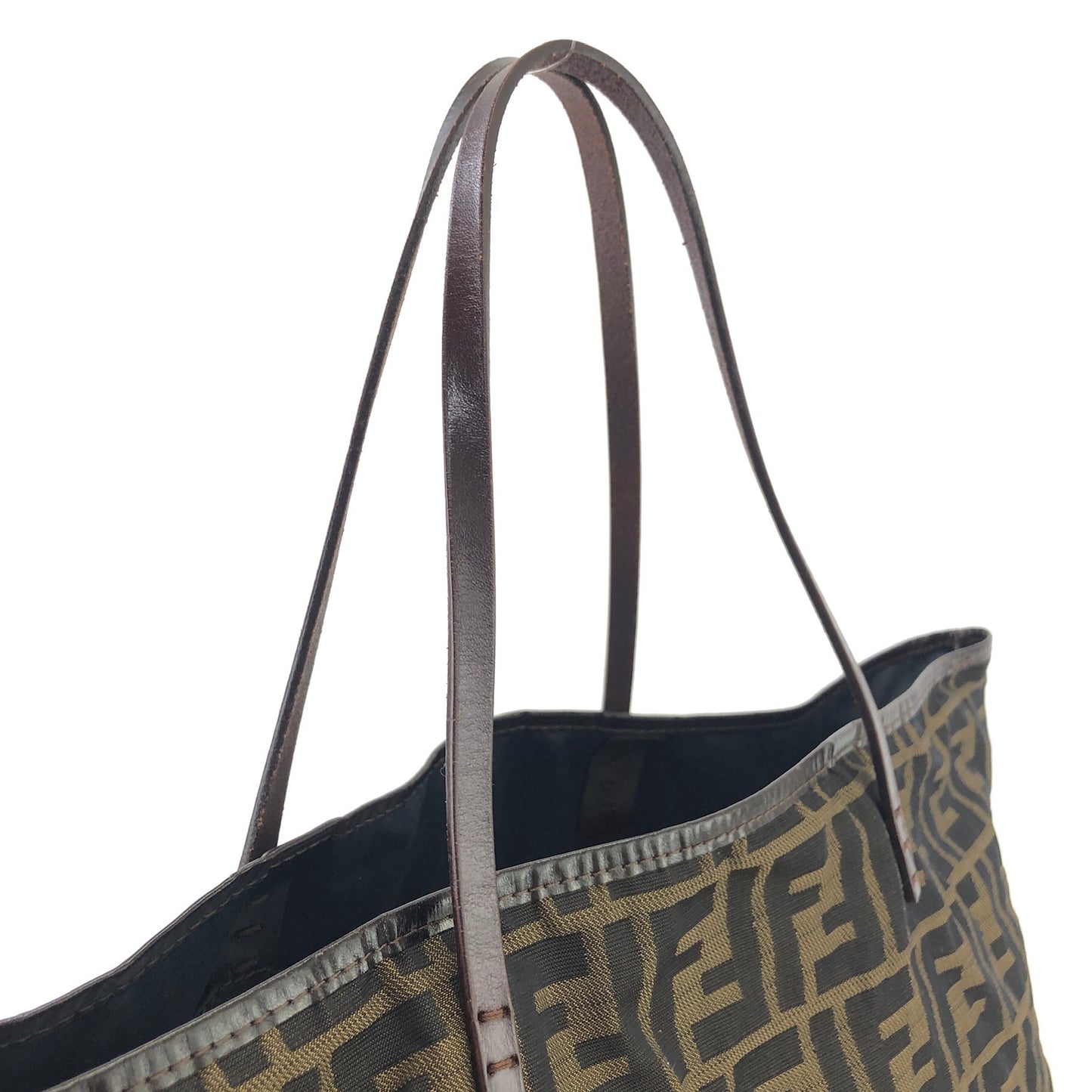 FENDI Zucca Jacquard Handbag Totebag Brown Vintage fie3jf