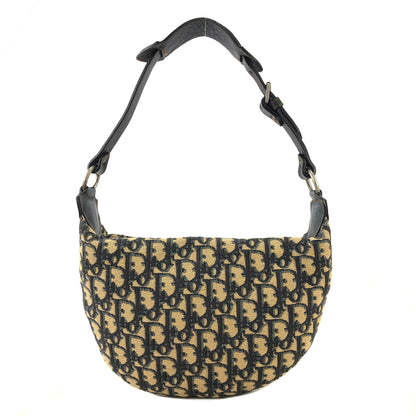 Christian Dior Trotter Jacquard Leather Shoulder bag Hobobag Navy Vintage wte43h