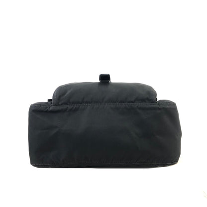 PRADA Triangle Logo Front Buckle Nylon Leather Shoulder bag Black Vintage ykd4wx