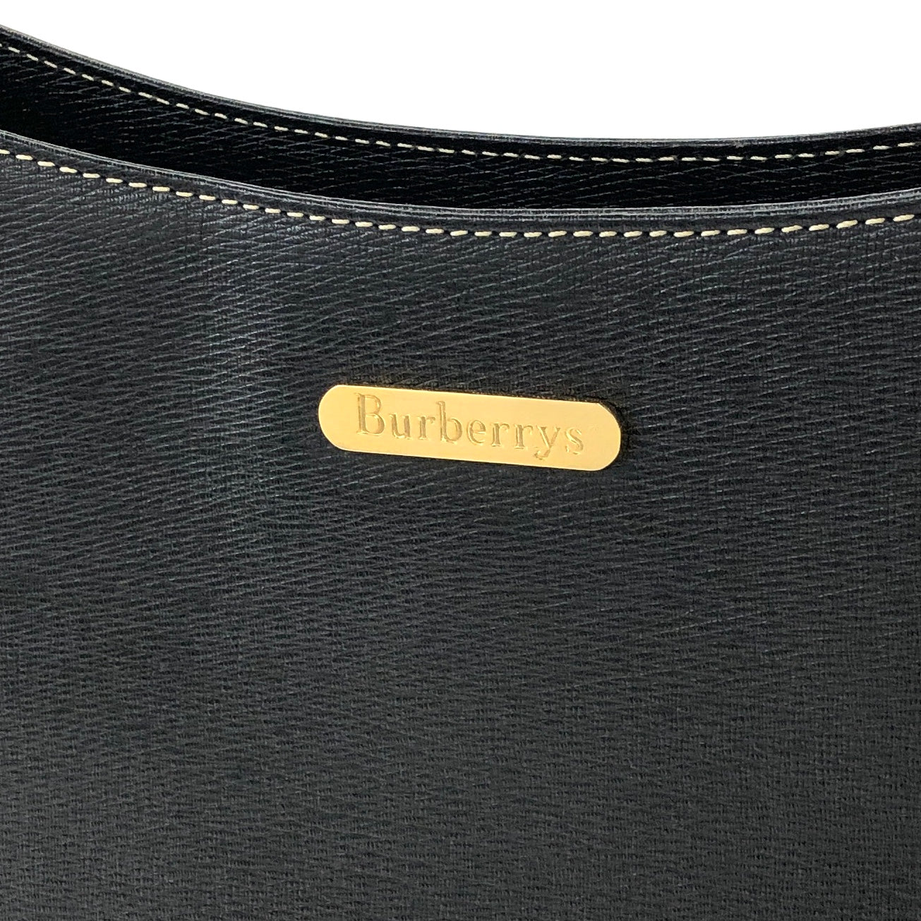 BURBERRY Logo Motif Leather Shoulder bag Black Vintage i2mhup