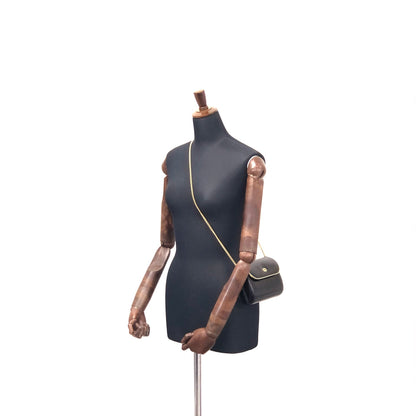 GUCCI Logo Leather Chain Crossbody Shoulder bag Black Vintage vypi6w