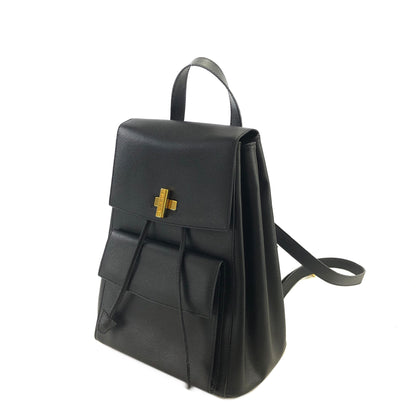 CELINE Turn Lock Leather Backpack Black Vintage y4kmst