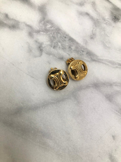 CELINE Triomphe 耳環 金色 復古 mudf7c 