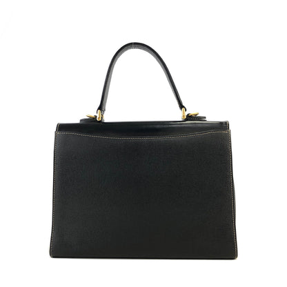 BURBERRY Logo Motif Leather Two-way Top Handle Handbag Shoulder bag Black Vintage mxbnib