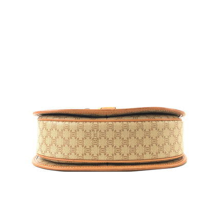 CELINE Macadam Gancini Crossbody Shoulder bag Beige Vintage kx4dhy