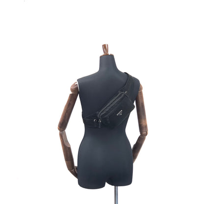 PRADA Triangle Logo Nylon Belt Bag Sling Bag Black Vintage jwamw5