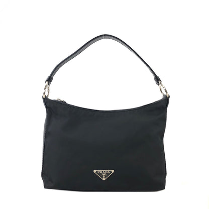 PRADA Triangle Logo Nylon Handbag Hobobag Black Vintage rd8vmt