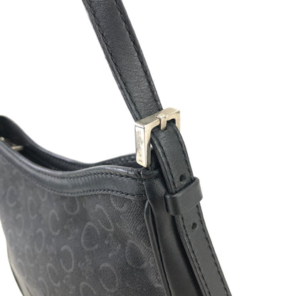 CELINE Macadam Jacquard Leather Handbag Black Vintage ffjdbd