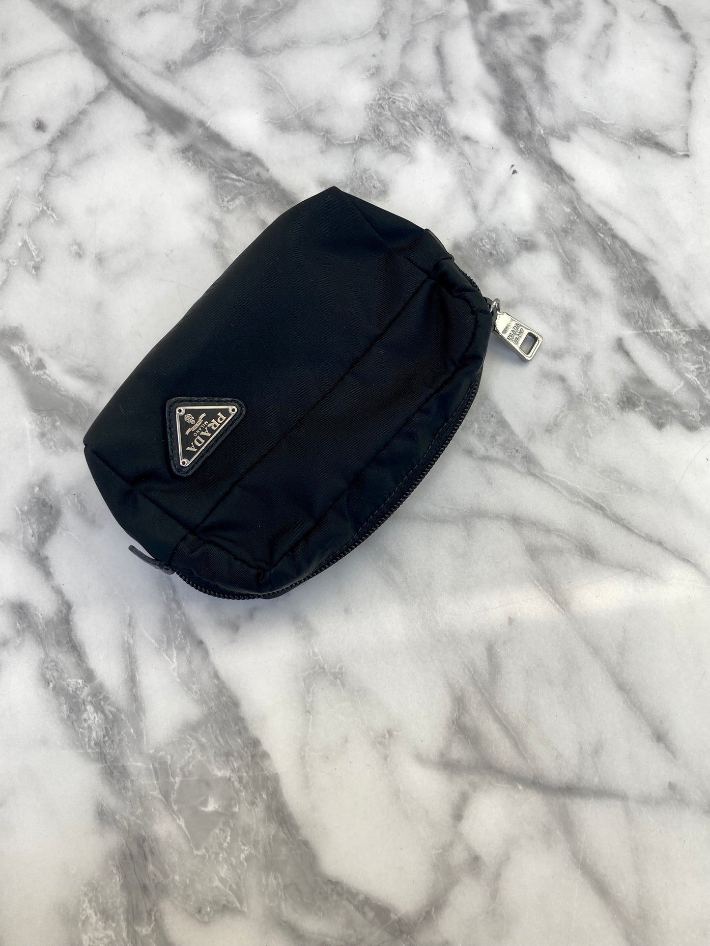 PRADA Triangle Logo Nylon Pouch Black Vintage 7wx6yx