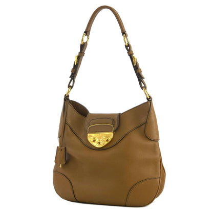 PRADA front lock logo leather hobo shoulder bag brown vintage b3ar2c