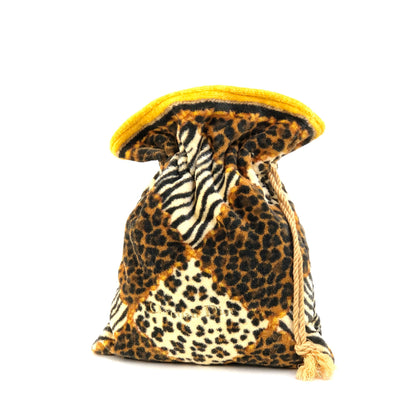 Christian Dior Leopard purse pile fabric pouch brown yellow vintage old dbky5v