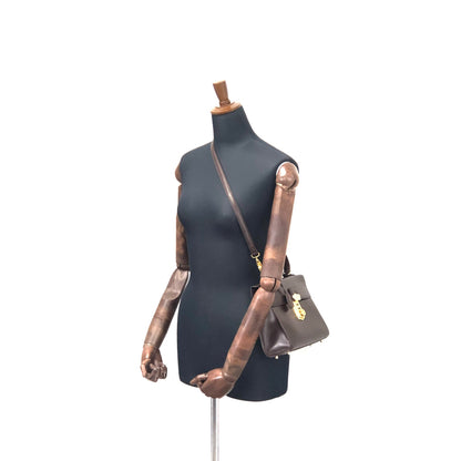 PRADA Metal Closure Leather Two-way Handbag Crossbody Shoulder bag Brown Vintage jejvki