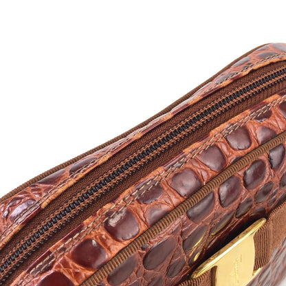 Salvatore Ferragamo Vala Ribbon 鱷魚壓花包 棕色 復古 舊款 x6i2ib