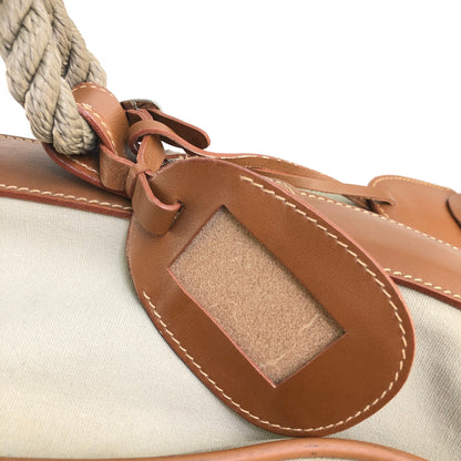 GUCCI anchor embroidery canvas leather Boston bag beige vintage old Gucci 6pf5rd