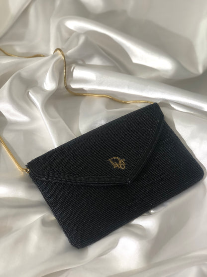 Christian Dior Logo Beads Chain Shoulder bag Black Vintage kxcim5