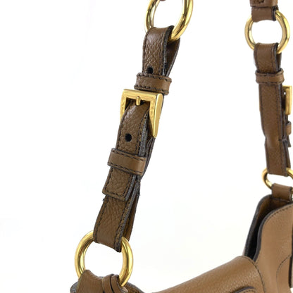 PRADA front lock logo leather hobo shoulder bag brown vintage b3ar2c