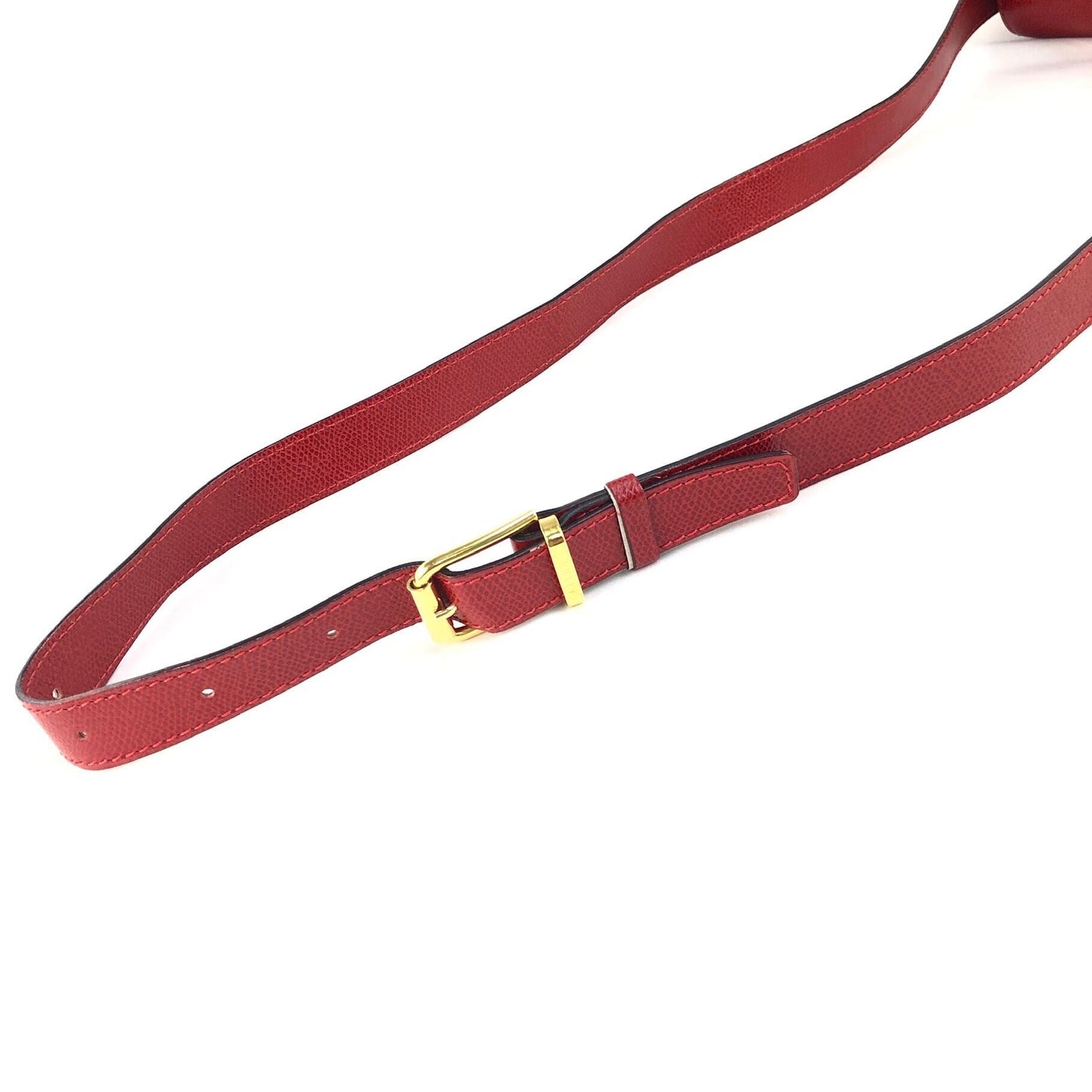 CELINE Turn Lock Leather Shoulder Bag Red vintage Old Celine 5pz5wi
