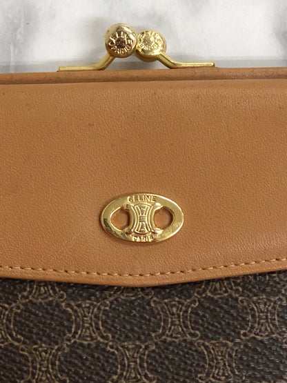 CELINE Macadam Blason Metal Clasp Wallet Brown Vintage 6z8bzg