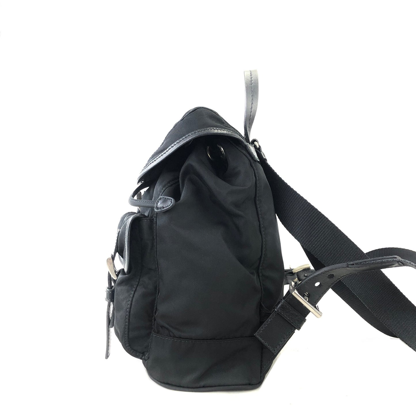 PRADA Triangle Logo Nylon Leather Backpack Black Vintage 35vth3