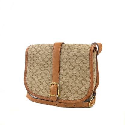 CELINE Macadam  PVC Leather Crossbody Shoulder bag Beige Vintage kshxk6