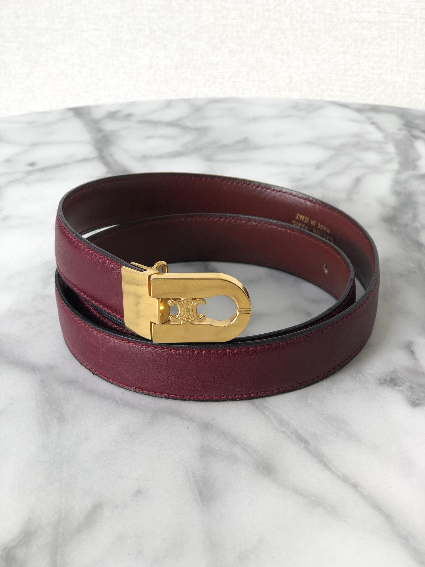 CELINE Triomphe Leather Belt Red Vintage mfvgj8