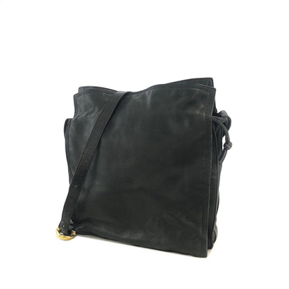 LOEWE Anagram Leather Drawstring Shoulder bag Black Vintage hzn8br