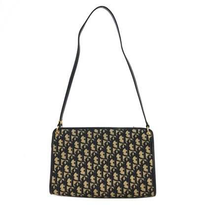 Christian Dior Trotter Logo Jacquard Leather Shoulder bag Navy Vintage i2dwx3