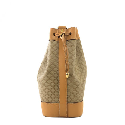 CELINE Macadam Blason Drawstring Shoulder bag Beige Vintage xugruh