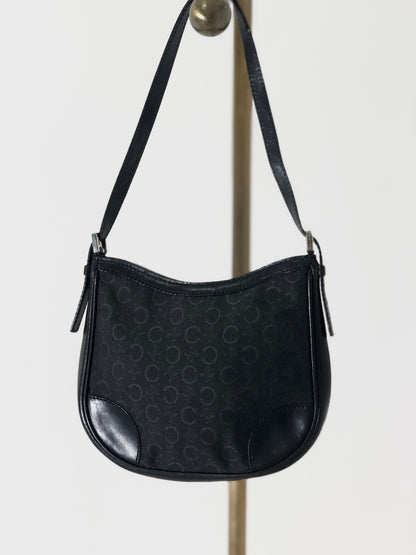 CELINE Macadam Jacquard Leather Handbag Black Vintage ffjdbd
