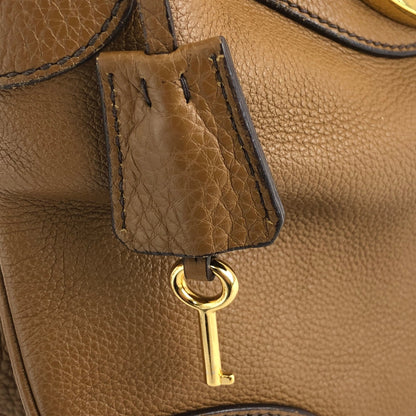 PRADA front lock logo leather hobo shoulder bag brown vintage b3ar2c