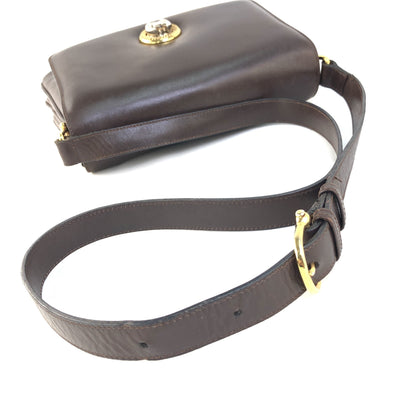 CELINE Turn Lock Horse Carriage Leather Shoulder Bag Brown vintage Old Celine 5pjskt