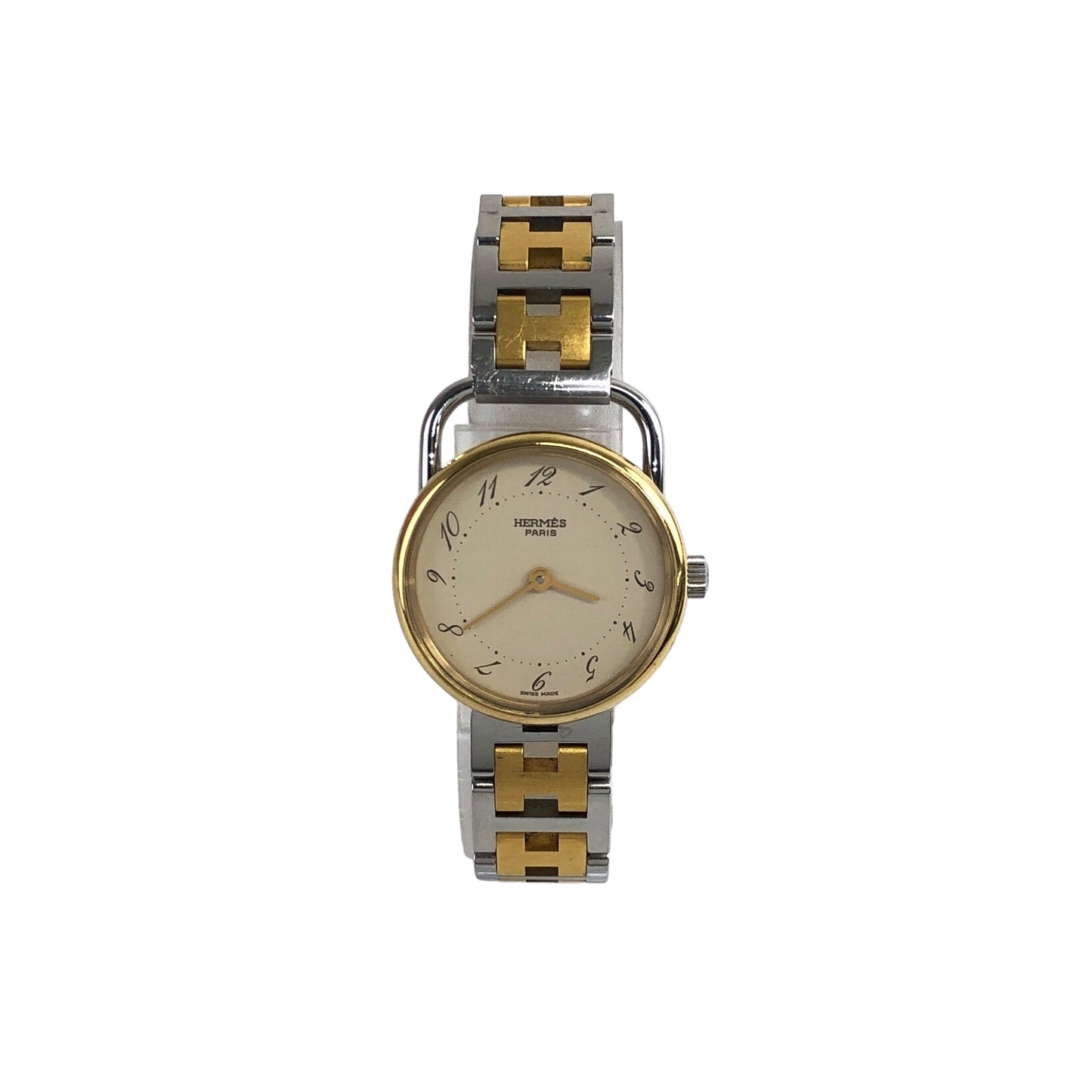 HERMES Quartz Watch Gold Silver Vintage pssjyc