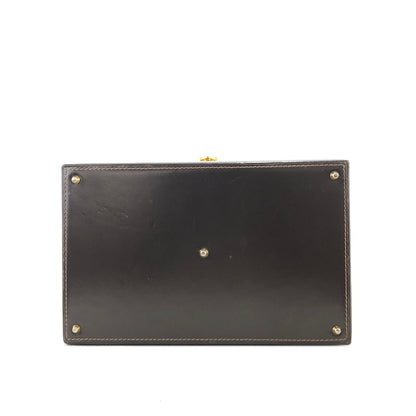 LOEWE Anagram Metal Closure Leather Vanity bag Box bag Brown Vintage j4pwks