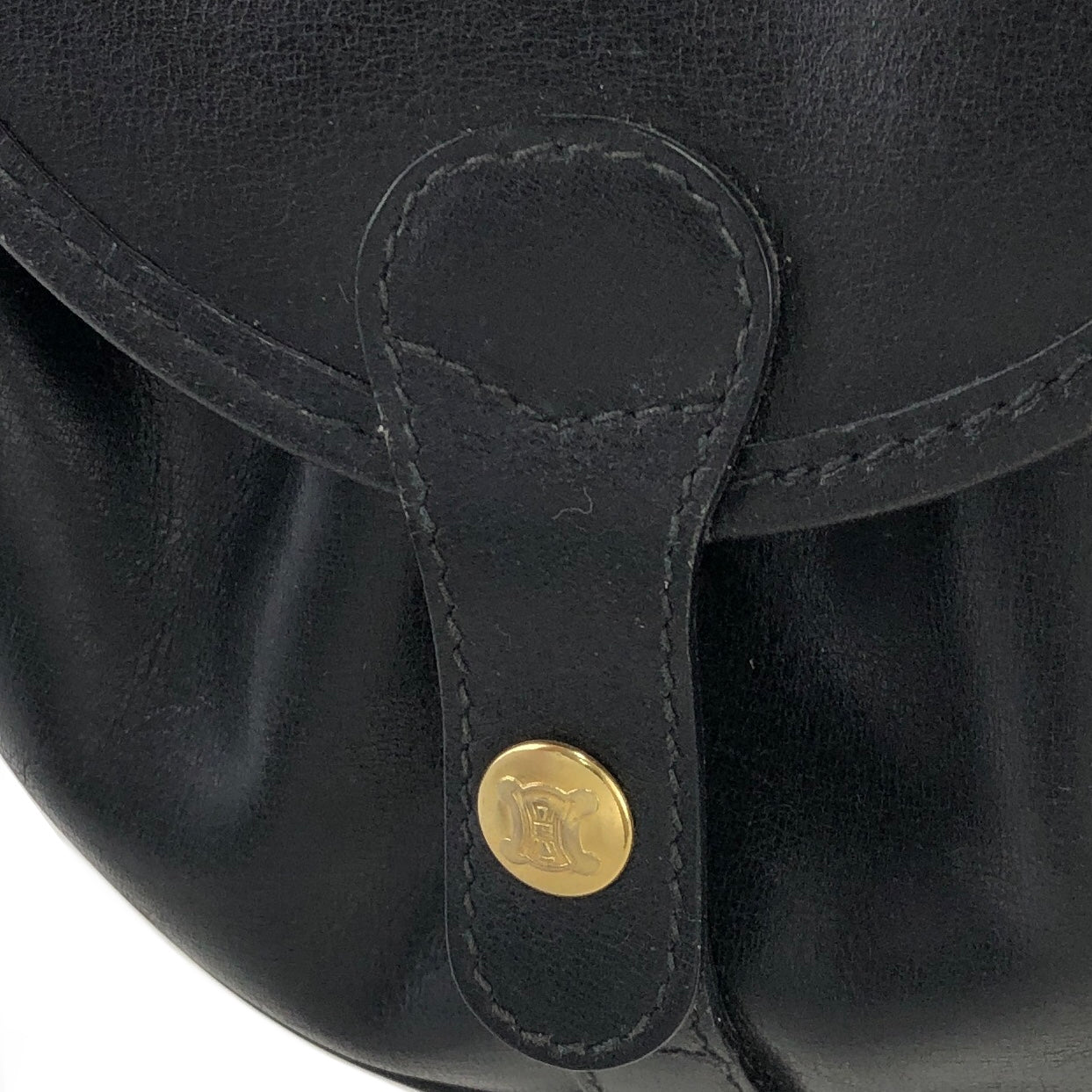 CELINE Triomphe Leather Round Small Crossbody Shoulder bag Black