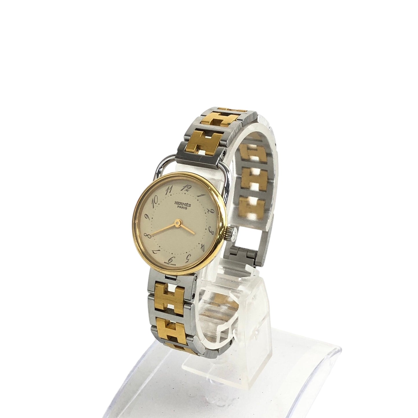 HERMES Quartz Watch Gold Silver Vintage pssjyc