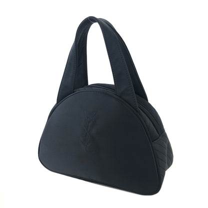 Yves Saint Laurent YSL Logo  Nylon Leather Handbag Black Vintage wx72aw
