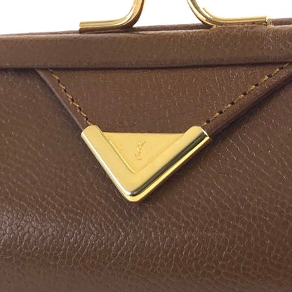 Yves Saint Laurent YSL Logo Leather Metal Clasp Coin Purse Brown Vintage n2ggig