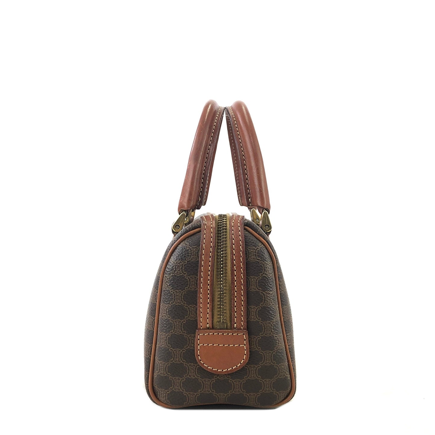 CELINE Macadam Two-way Small Boston bag Handbag Shoulder bag Brown Vintage zwy6zs