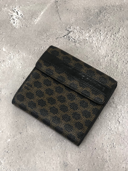 CELINE Macadam Logo Embossed Folded Wallet Black Vintage tw453e