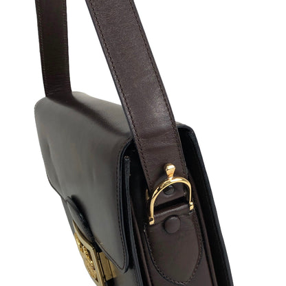 CELINE 馬車皮革斜背包 棕色 復古 rpj55e 