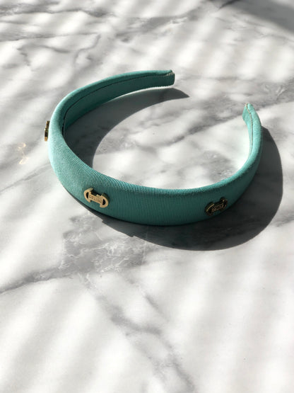 CELINE Horse Bit Fabric headband mint green Vintage 5c8ice