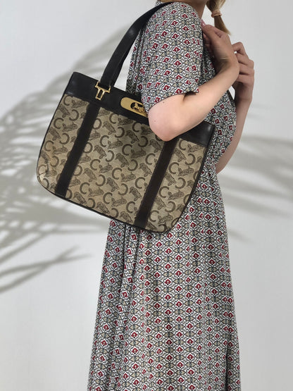 CELINE 馬車 C 款 Macadam 提花皮革 棕色 復古 ghbv7g 