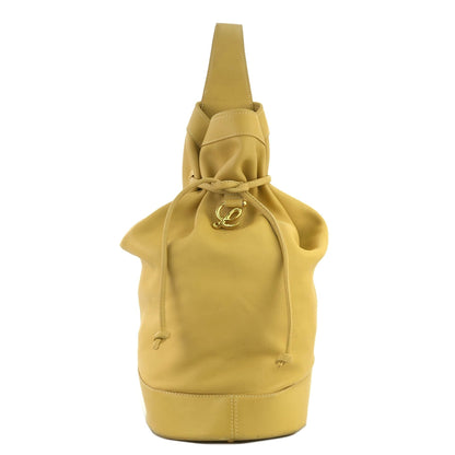 LOEWE logo motif drawstring purse one-shoulder leather shoulder bag yellow vintage old dat6px