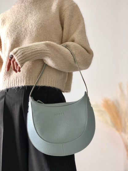 LOEWE Logo Motif Embossed Round Leather Two-way  Handbag Shoulder bag Sky blue Vintage 64bpxh