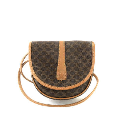 CELINE Macadam Blason Logo Round Macadam PVC Leather Small Shoulder bag Brown Vintage uvtx7g